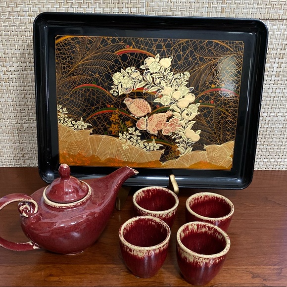 VTG 60s Black Pheasant Plastic Serving Tray - Picture 12 of 12